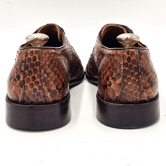 Exotic Python Snake skin Aldo Brue Italy Mens size 8.5 Brown Loafers Dress Shoes main image 5